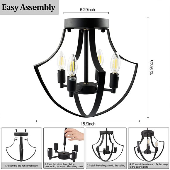 Semi Flush Mount Ceiling Light Fixture *NEW - Picture 3 of 7
